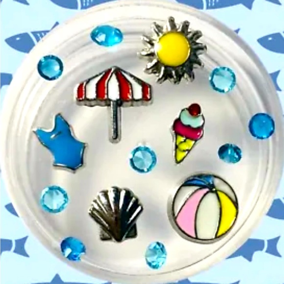 🌊 BEACH BABE FLOATING LOCKET CHARM SET 🌊 - Picture 1 of 1